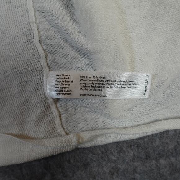 Eileen Fisher Cardigan Womens Large Linen Blend Open Knit Waterfall Beachy White - Picture 3 of 10